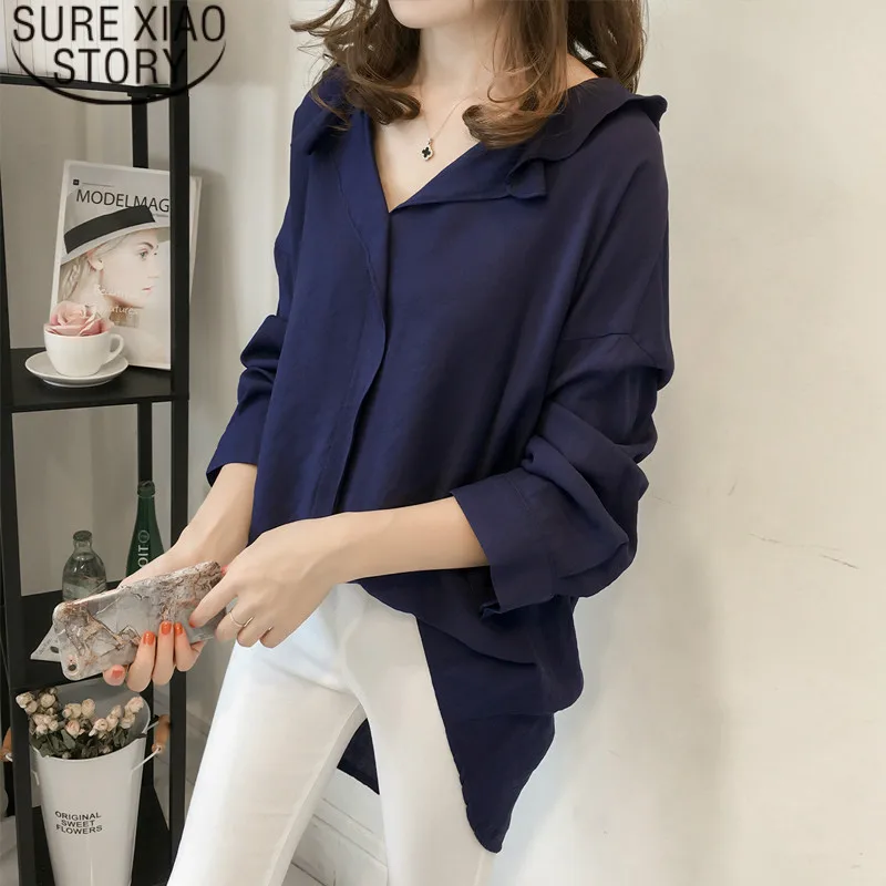 Женские топы и блузки blusas mujer de moda с v-образным вырезом, женские блузки с рукавом летучая мышь размера плюс, повседневные свободные 1732 50