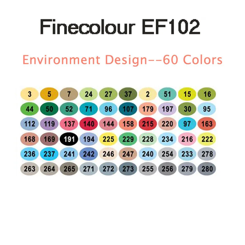 Finecolour EF102 двухсторонняя кисть для рисования 36/72/160 мягкая фломастера рисовать Архитектура/одежда/Промышленность/Дизайн интерьера - Цвет: 60 environment EF102