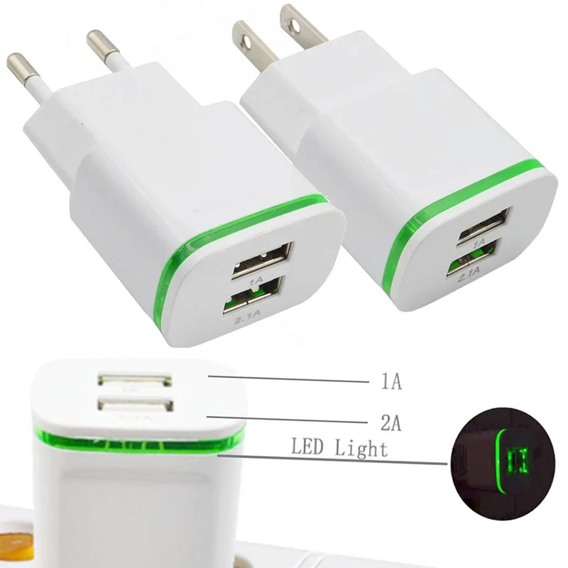 Светодиодная лампа с двойным USB зарядным устройством штепсельная вилка EU US 5 в 2A 2