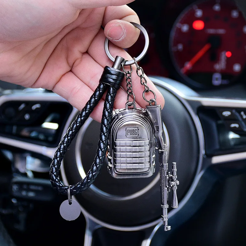 High Quality PUBG Arms Mini Model Metal Keychains Helmet 98K Backpack Pan Key Ring Car Purse Men Chains Holder Trinkets Gift | Украшения и