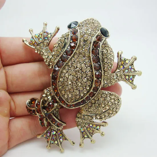 TTjewelry 3 26 &quotВинтажная брошь в виде лягушки с черными глазами и коричневым