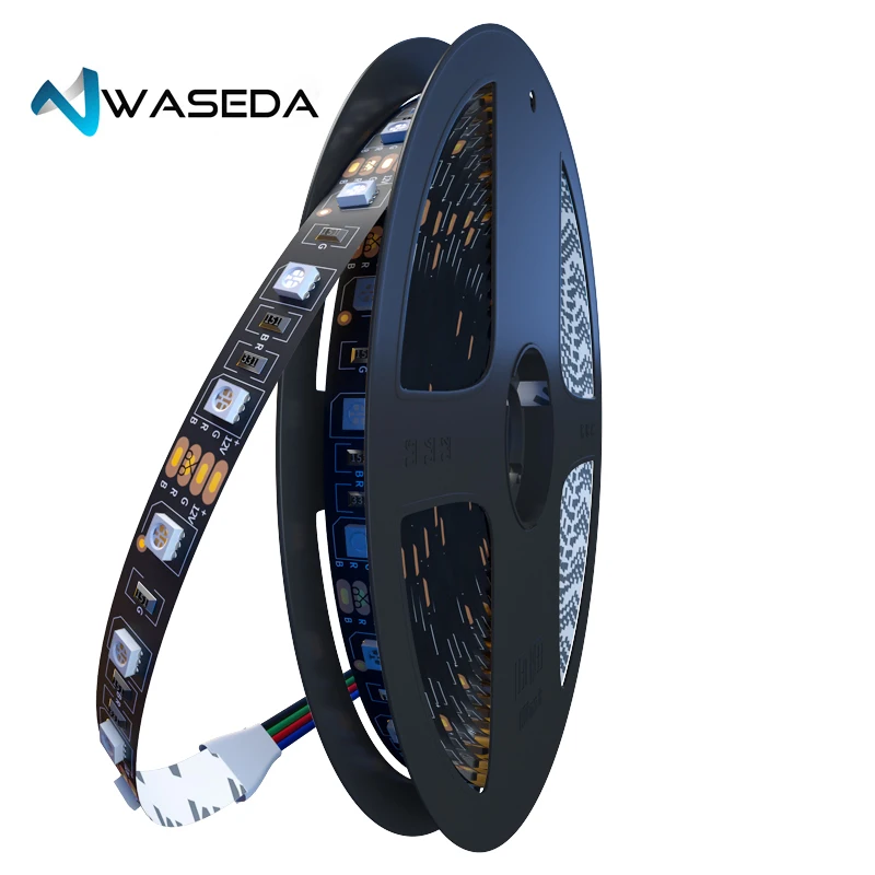 WASEDA SMD 5050 черная печатная плата RGB Светодиодная лента Водонепроницаемая 5 м 300