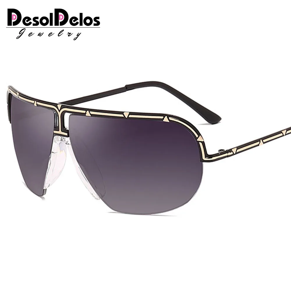 

DesolDelos Semi-rimless Oversized Sunglasses Men Metal Frame Big Sun Glasses for Driving UV400 Brand Designer gafas de sol