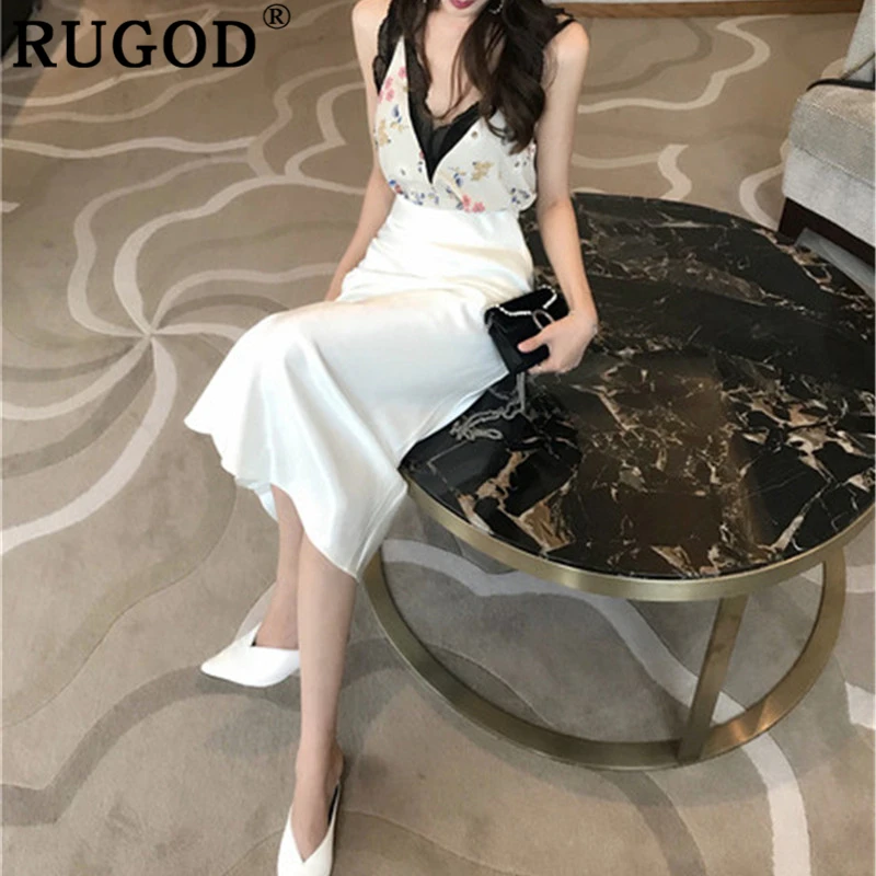 RUGOD элегантный атласное шелковое Женская юбка 2019 Мода длинная макси годе Офисная