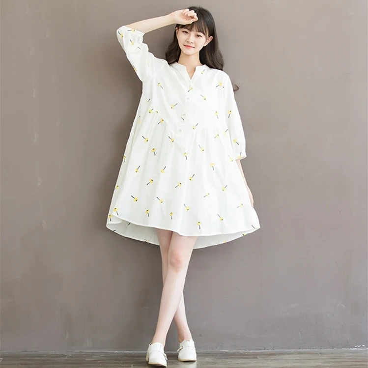 Dress Women Rushed Time-limited None Ukraine Women's Free Shipping 2019 Autumn College Wind Cotton And Embroidered Female | Женская