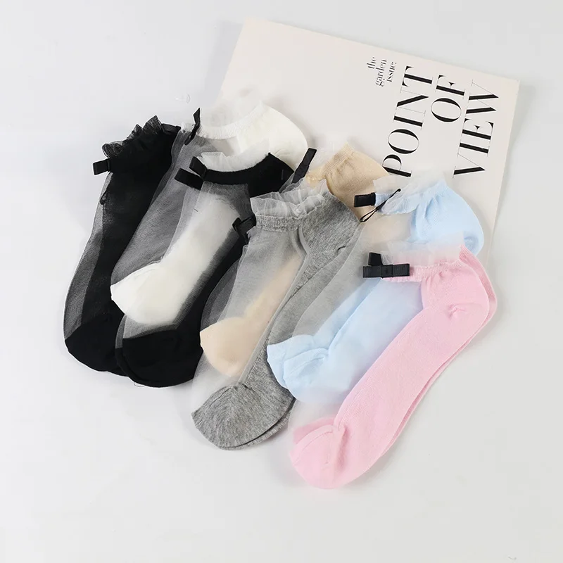 DONG AI/женские носки до щиколотки с бантом модные ультратонкие короткие для женщин