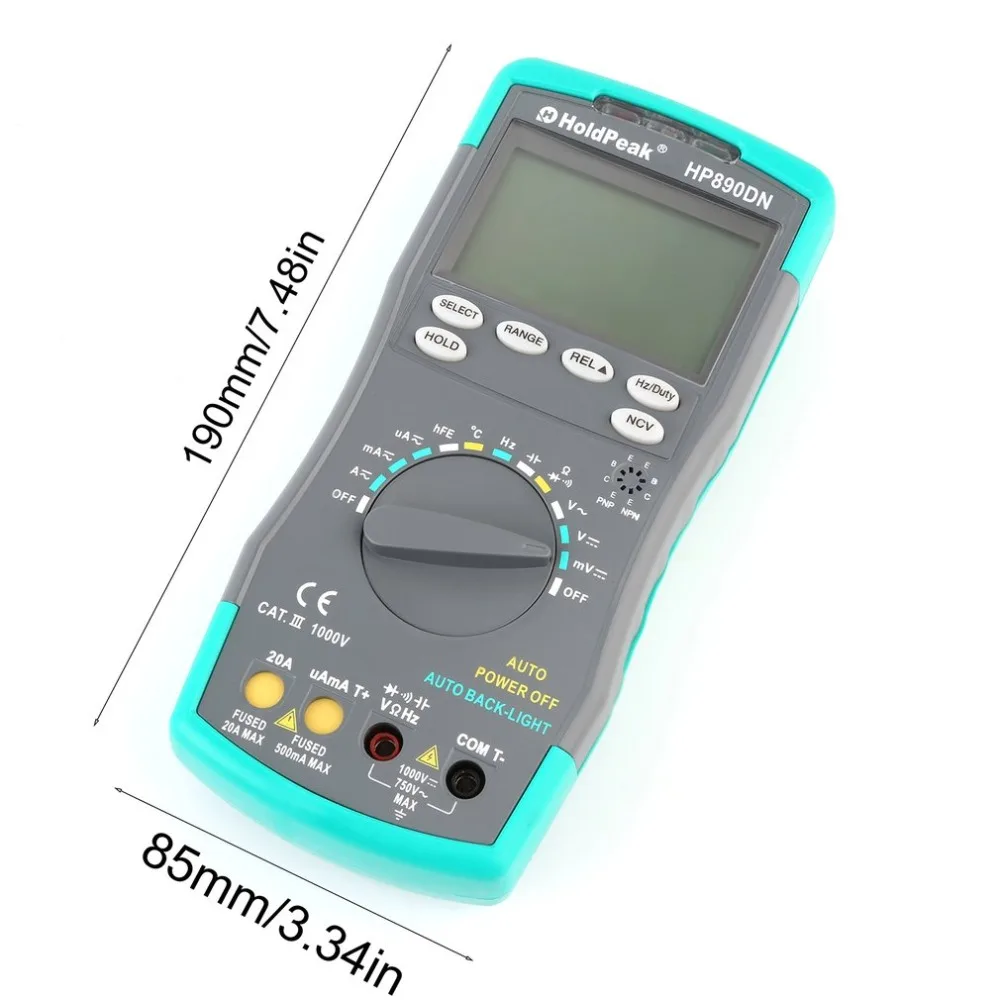 HoldPeak hp 890DN светодиодный цифровой мультиметр DMM с NCV детектор напряжения тока