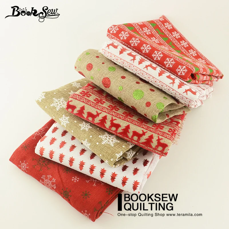 Booksew Лен Ткань Новогодние товары тема Скатерти 7 шт./лот 45 см x 50 см нарезанные Комплект дома Вышивание Украшения Шторы Подушка