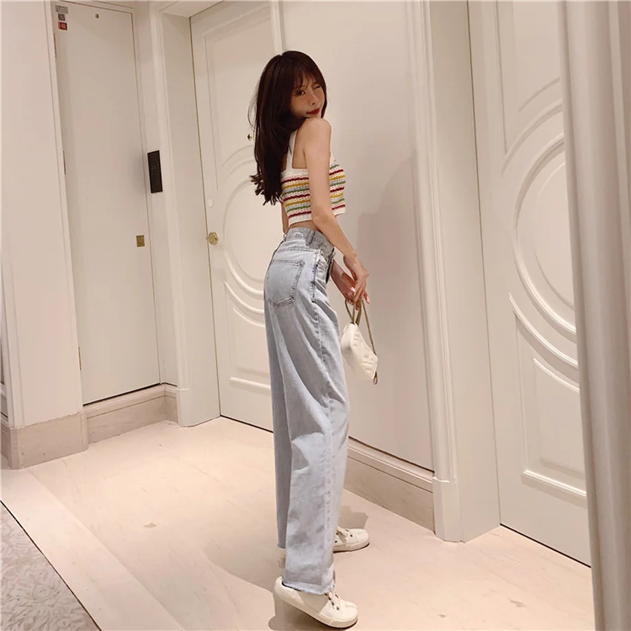 Женские брюки джинсы женские рваные свободные с широкими штанинами уличная