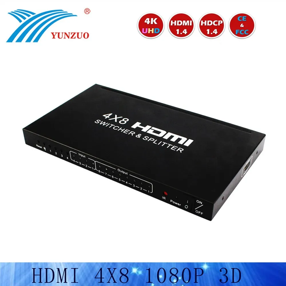 HDMI матричный коммутатор 4x8 с дистанционным управлением сплиттер конвертер