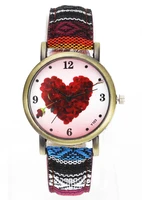valentines day gift heart arrow shape rose flower watches lovers women men friend canvas strap ladies confession of love watch