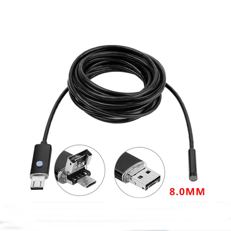 1Pcs Multi-function Universal HD Adjust 6 LED Light 8mm 1/2/5/10m Automotive industry endoscope Lens for Android PC Phone Camera | Мобильные