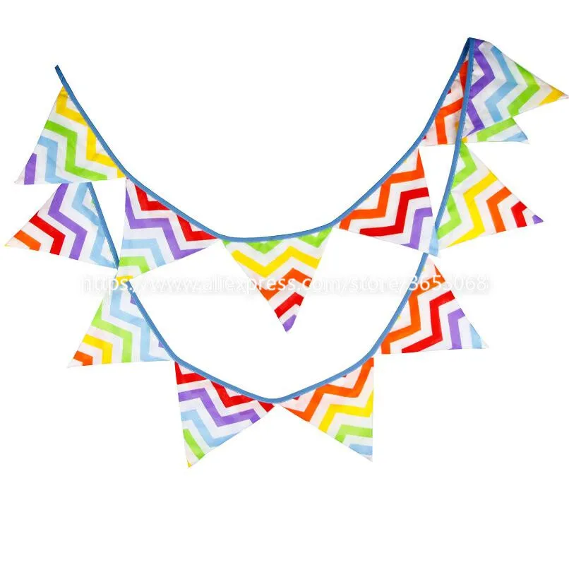 

12pcs/set Cotton Fabric Banners Christmas Bunting Decor Birthday Party Baby Shower Decoration Room Garden easter chevron banner