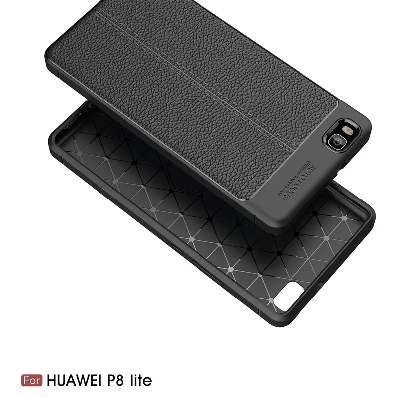 Силиконовый чехол Litchi cortex для Huawei P8 lite 2017 lychee кожаный матовый мягкий из ТПУ чехлы