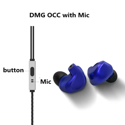 with Mic-blue BGVP DMG HIFI наушники 2DD+ 4BA гибридные IEM технологии в уши с MMCX сменный кабель дизайн корпус из алюминиевого сплава - Цвет: with Mic-blue