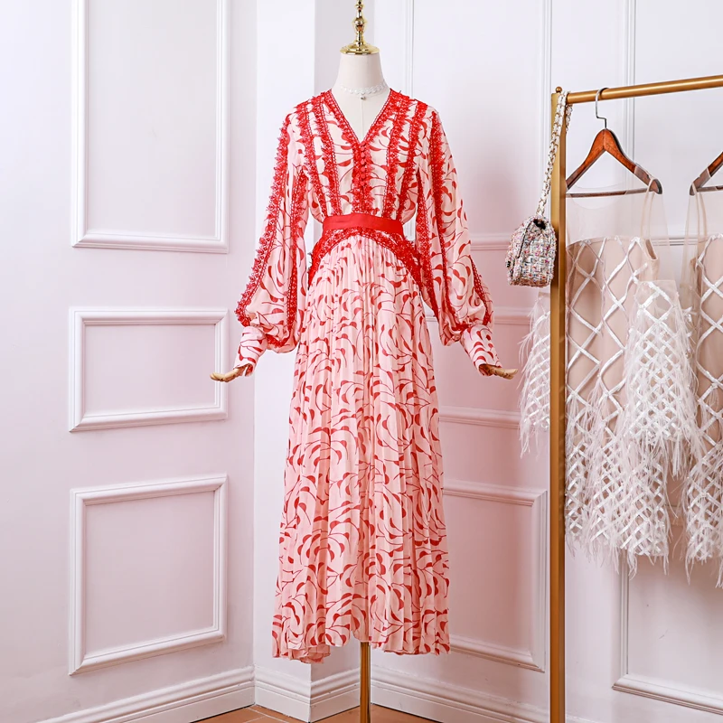 Женское платье макси в богемном стиле шифоновое длинное пляжное с v образным