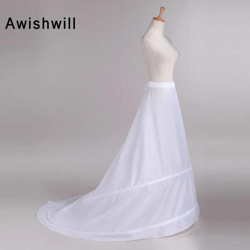 Новые юбки со шлейфом белые 2 Обручи Нижняя юбка кринолин для невесты формальное