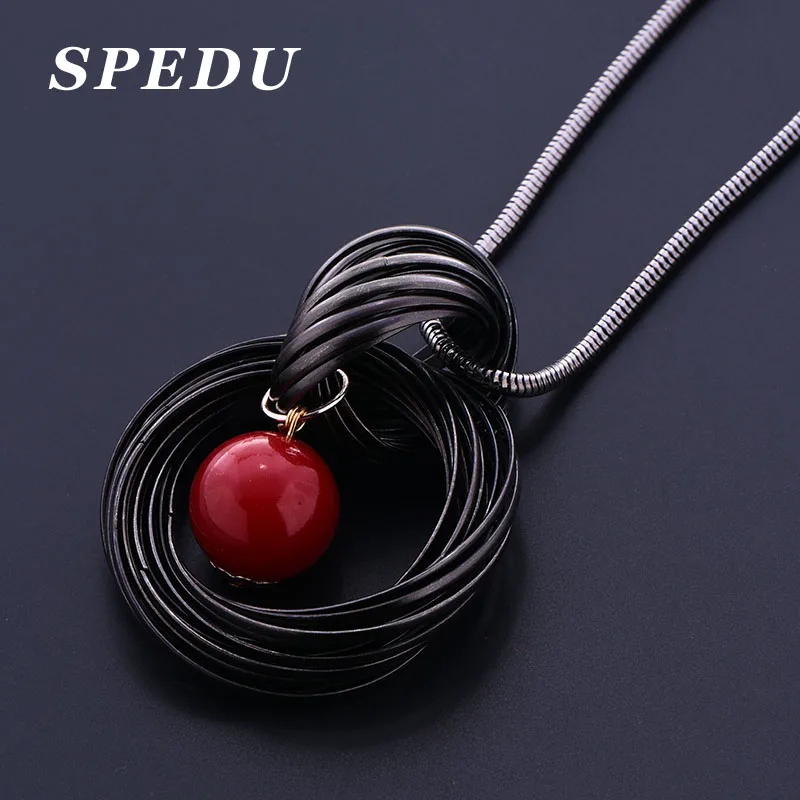 2017 Новые круги имитация перл бал подвеска длинное ожерелье женщин черные цепи