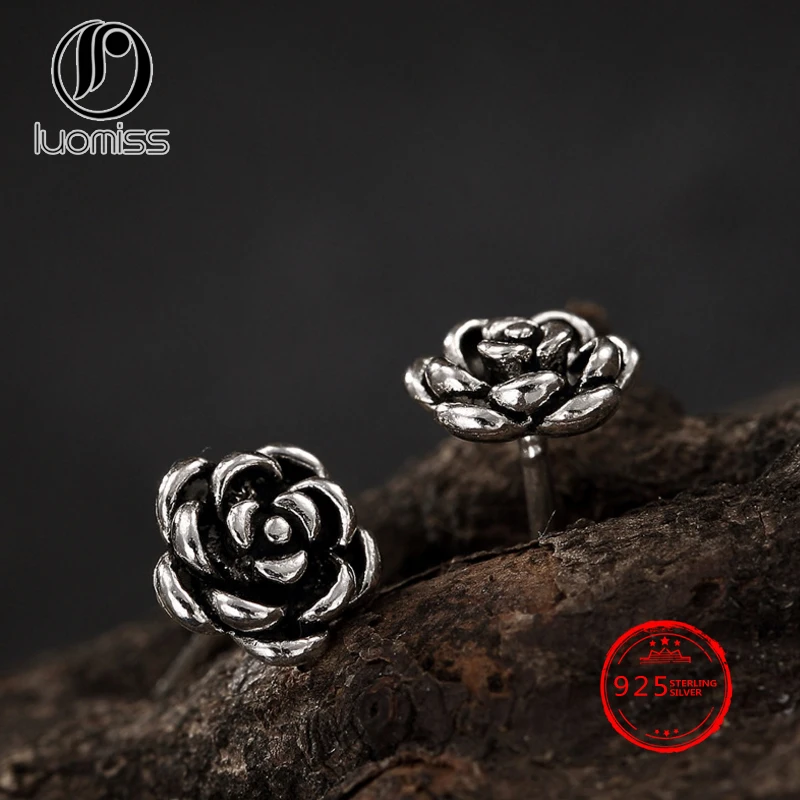 

Vintage 925 Sterling Silver Rose Flower Ear Stud for Women Jewelry