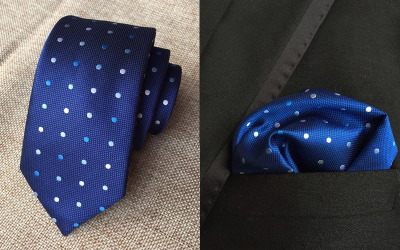 

Tie 6cm Fashion Skinny Ties Handkerchief Set Fashion Dots Woven Gravata Pocket Square
