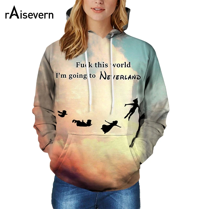 

Raisevern I'M GOING TO NEVERLAND 3D Print Hoodie Women Unisex Hooded Sweatshirts Casual Spring Hoody Tops Drop Shipping
