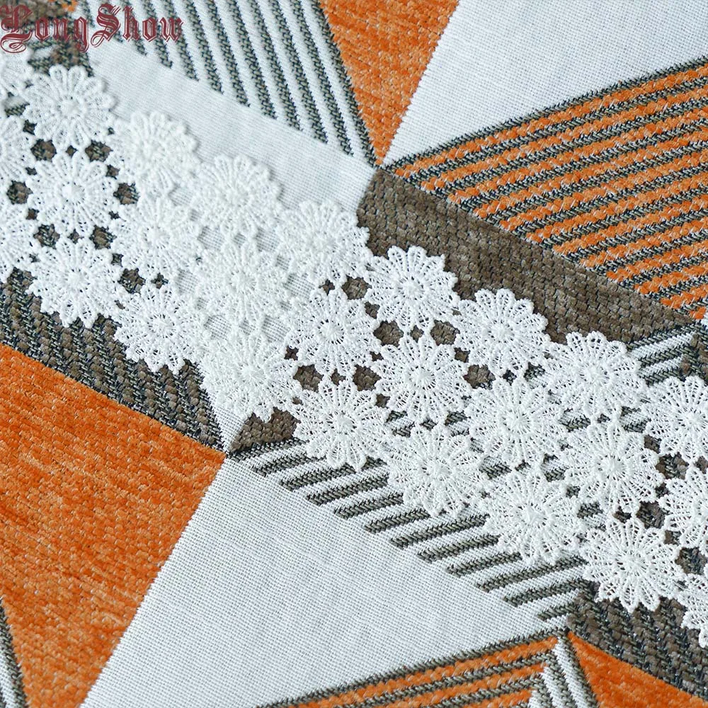 Роскошная мягкая толстая синяя и оранжевая ткань из синели для банкетов дома