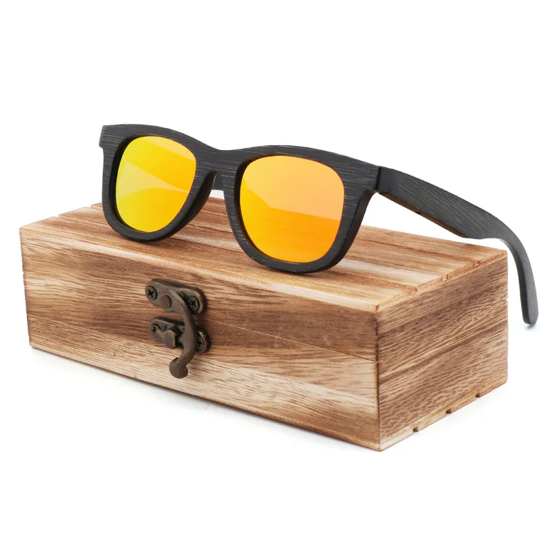 Orange Wood Box Новинка; в стиле ретро; в тренде поляризованные детские солнцезащитные очки бамбуковые деревянные солнцезащитные очки анти-солнцезащитные очки линзы TAC UV400 солнцезащитные очки - Цвет линз: Orange Wood Box