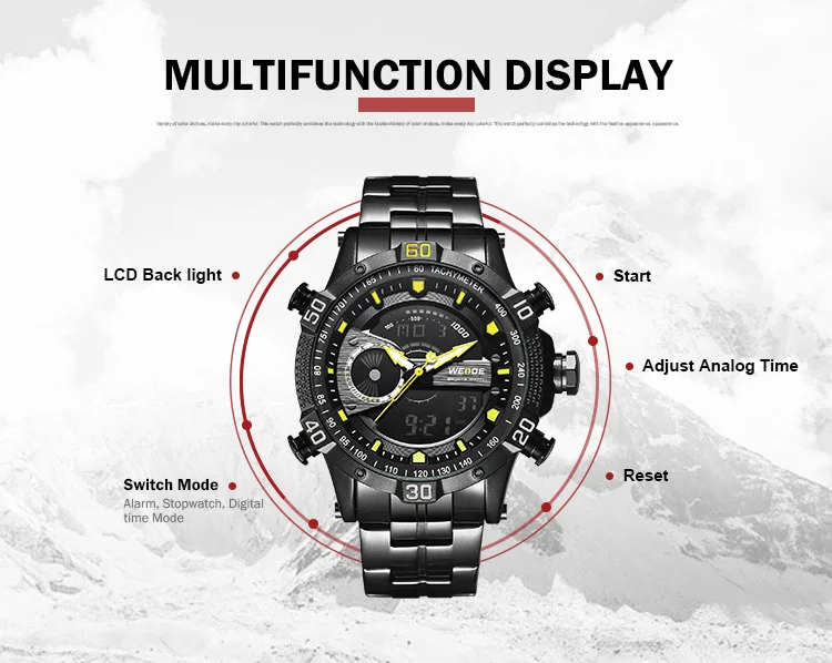 WEIDE Роскошные Брендовые спортивные мужские Цифровые кварцевые часы из нержавеющей стали, мужские водонепроницаемые электронные армейские часы с будильником в стиле стимпанк
