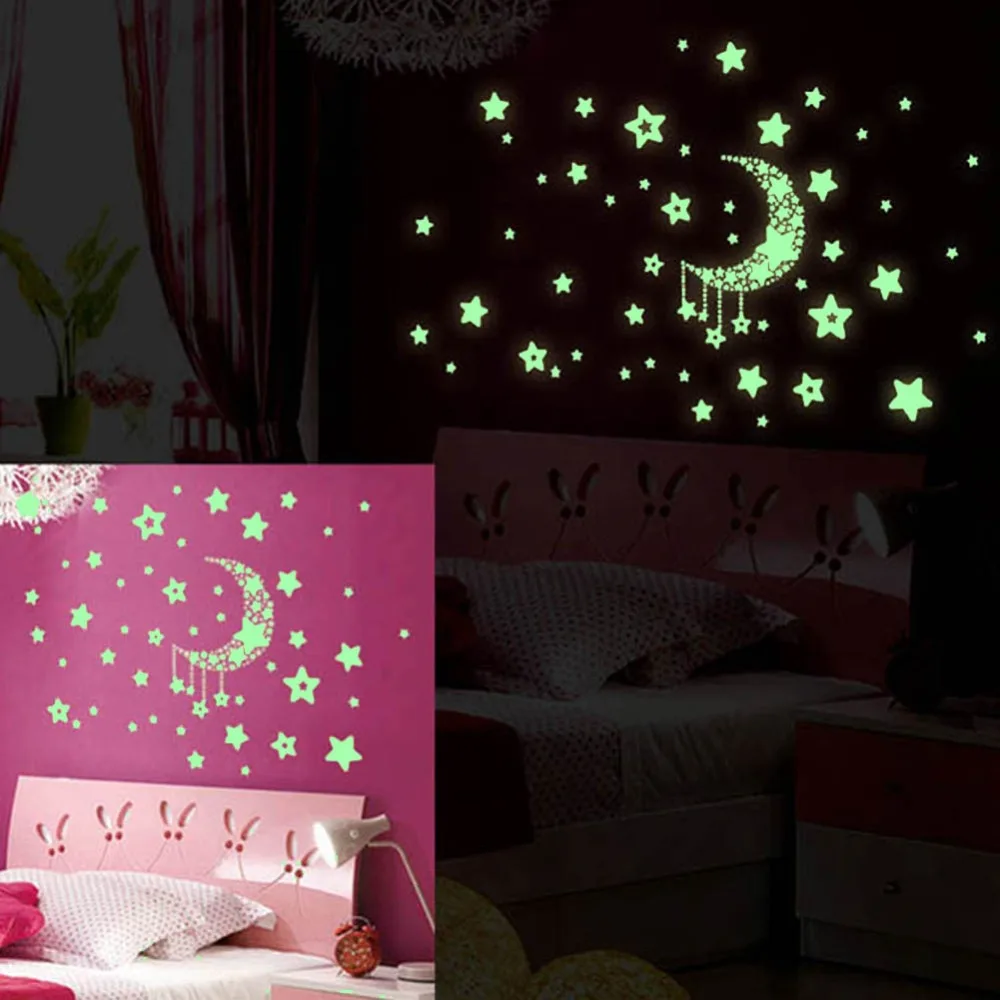 Луна дом световой Наклейки Домашний Декор стены Стикеры надписи DIY новый|decal