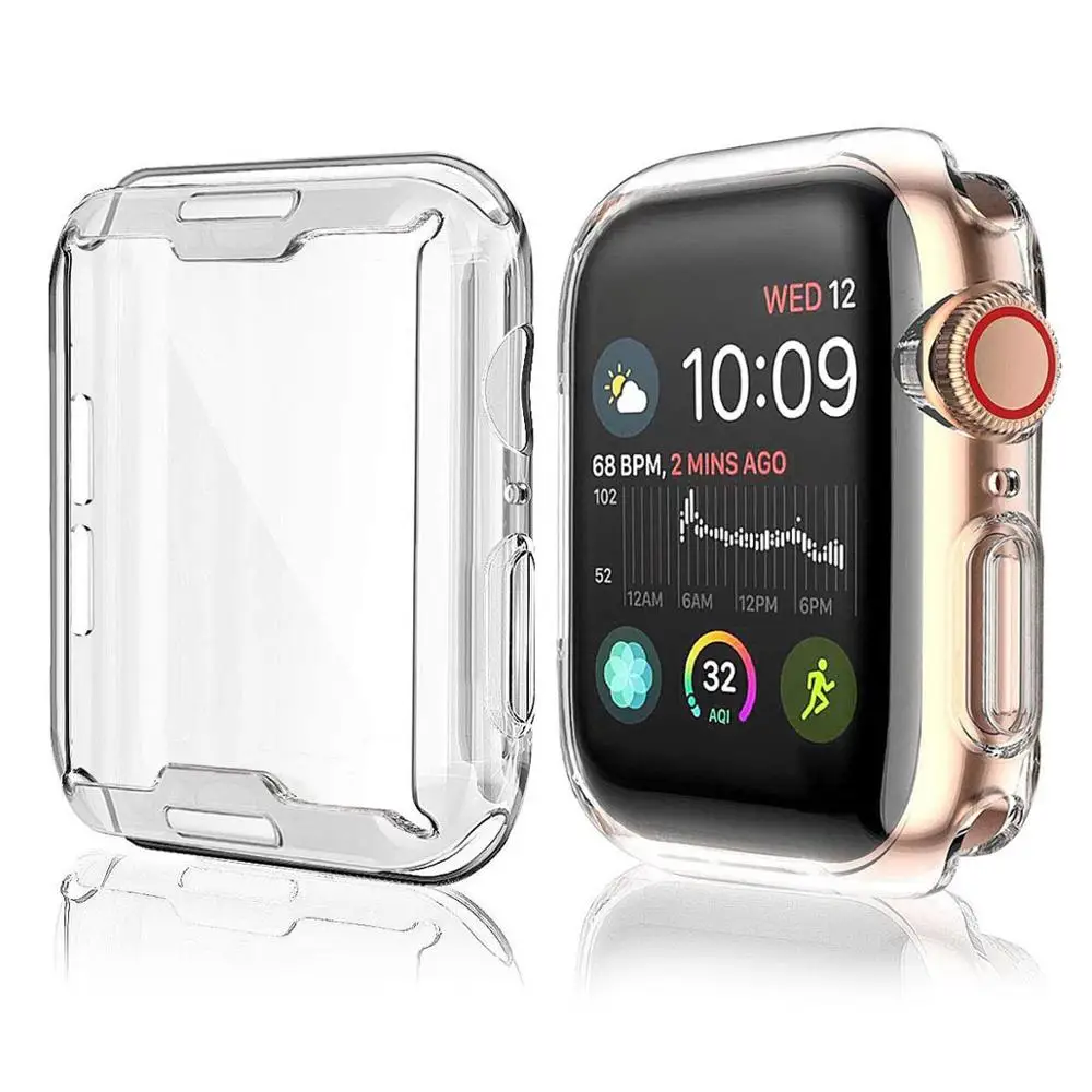 transparent Чехол для часов Apple Watch series 5 4 3 2 1 полосы 42 мм 38 мм 40 мм 44 мм Тонкий ТПУ чехол протектор для iWatch 4 3 42 мм 38 мм - Цвет: transparent