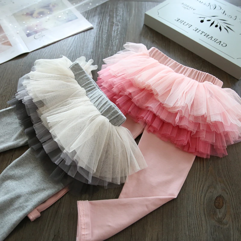 Leggings for girls 2018 Spring Girls pants kids tutu leggings lace Pink full cotton warm baby children | Детская одежда и обувь