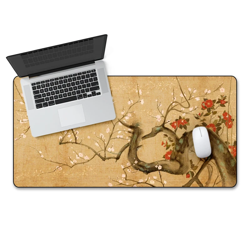 Игровой коврик для мыши с красивым цветком сливы резиновый нескользящий