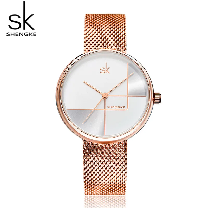 

Shengke Brand Women Wrist Watches Stainless Steel Mesh Band Ladies Quartz Watch Women Luxury Fashion SK Femme Clock Reloj Mujer