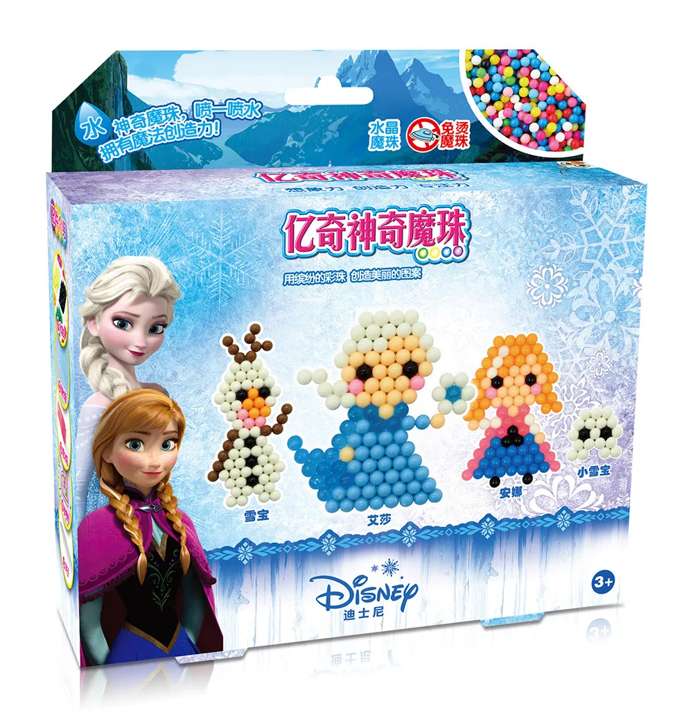 Disney Мультфильм Эльза DIY волшебная бусина Детская обучающая игрушка ручная работа bean вода липкая креативная живопись день рождения девочки мальчика подарок