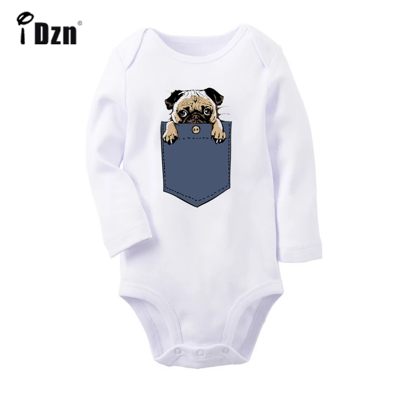 JaBaby1201WC Ретро Винтаж Милая Собака Rigby цветок милая собака мопс в кармане дизайн Новорожденный ребенок боди малыш Onsies комбинезон одежда - Цвет: JaBaby1201WC