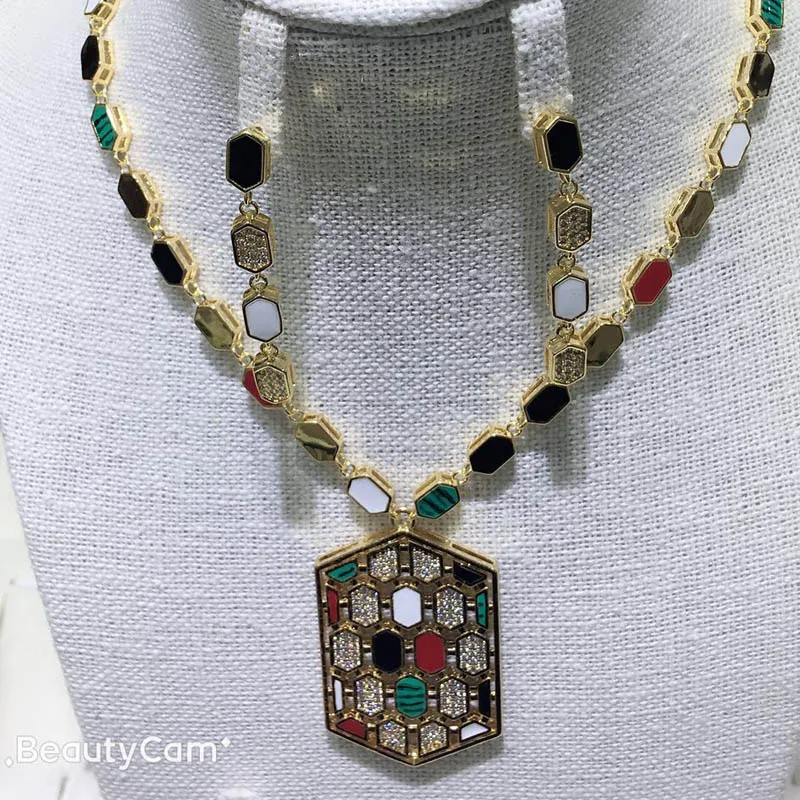 Набор женских ювелирных украшений Zlxgirl, разноцветный эмалированный кулон в форме змеи, серьги, свадебное ожерелье, серьги