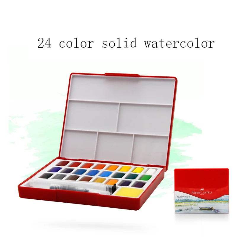 24 colors Faber-Castell 24/36/48 Цвет твердая коробка акварельных красок с Краски щетка яркая Цвет Портативный воды Цвет пигмент товары для рукоделия - Цвет: 24 colors