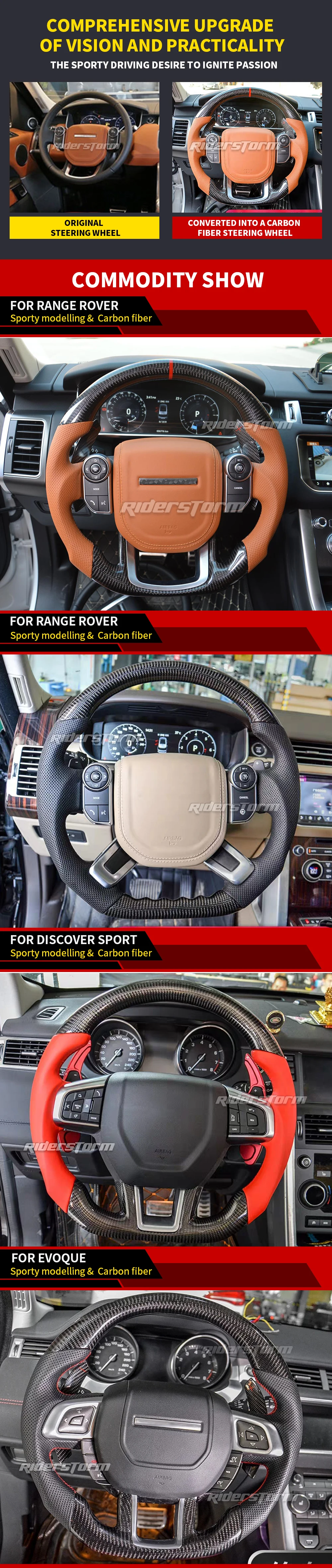 Для Land Rover Range Rover Sport Vela чехол на руль из углеродного волокна автомобильные аксессуары Замена Подушки безопасности на руль