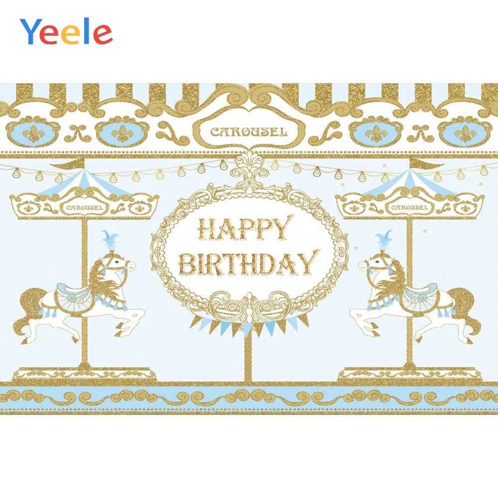 Фотозона для дня рождения Yeele вечевечерние Золотая лошадка фотография Фон