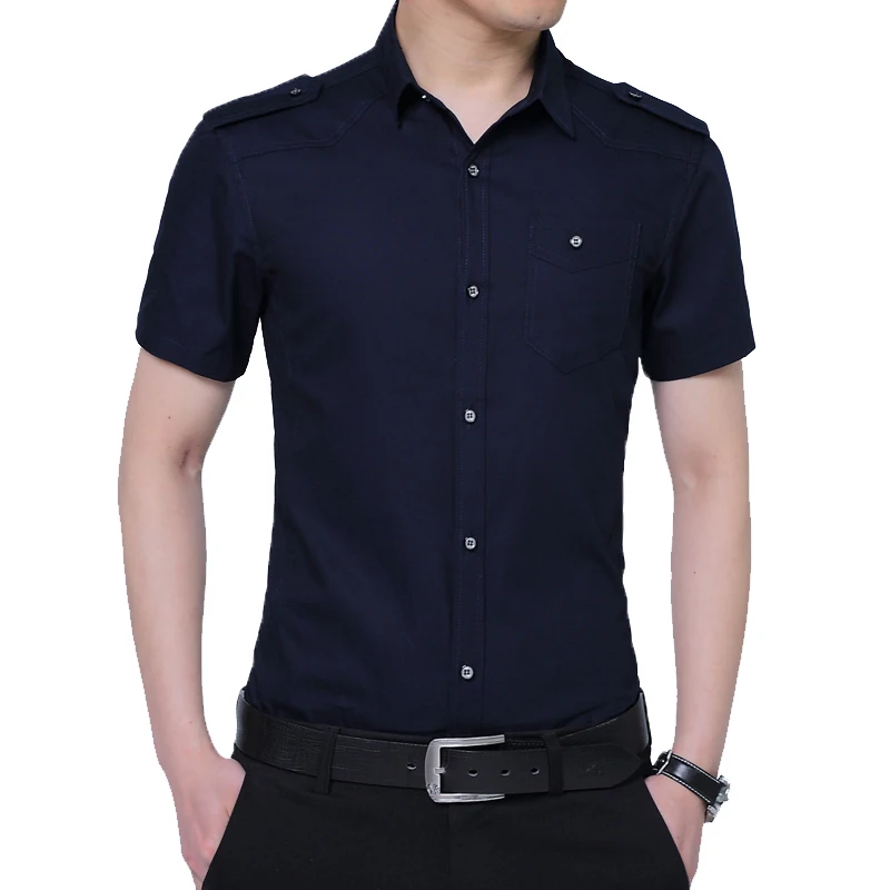 Мужская классическая рубашка в стиле милитари Повседневная из чистого хлопка с