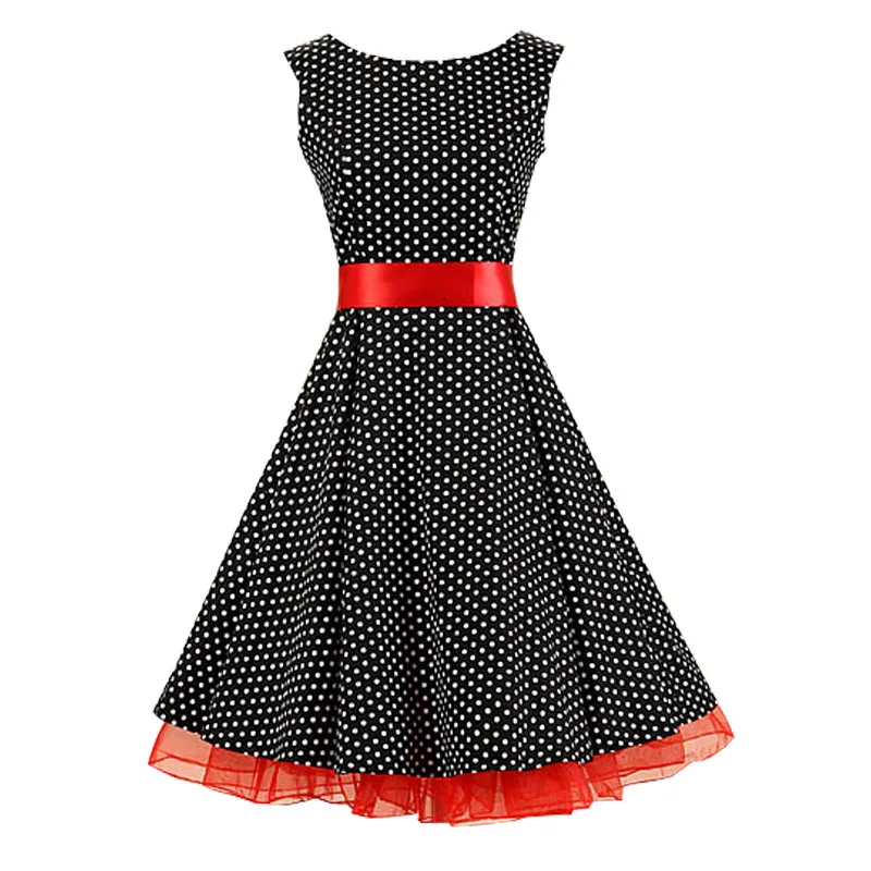 Платье винтажный красный белый узор в горошек 50 s ретро одри хепберн стиль