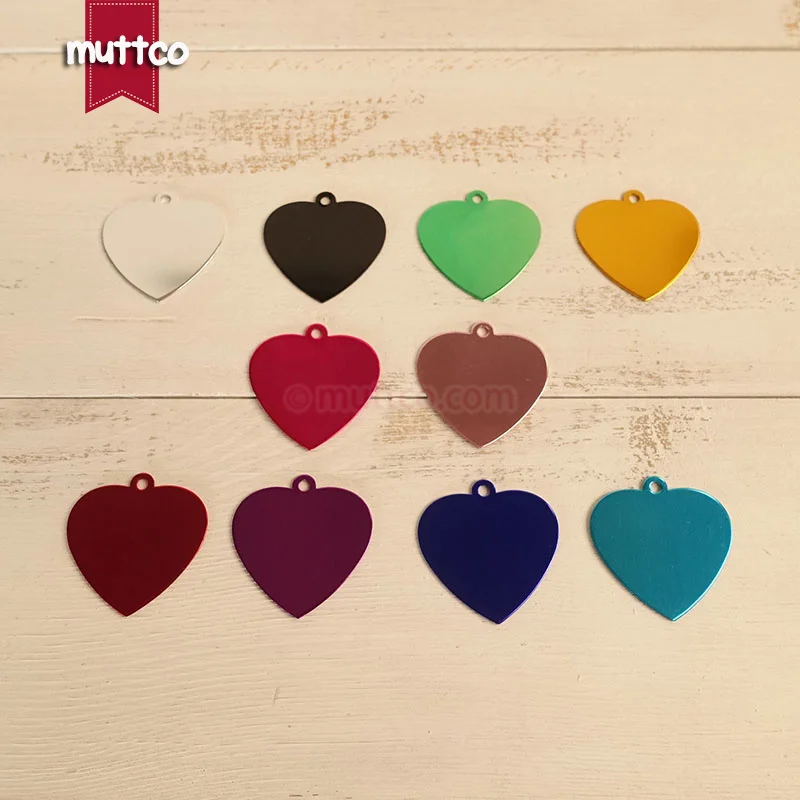 500 шт./лот простой Алюминиевый тег для имени питомца в форме сердца на заказ