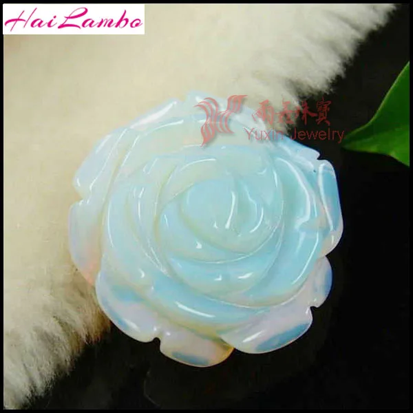 2020 New Arrival Fashion Beautiful Man-made Opal Rose Pendant Stone Flower Figurine Lucky Jewelry for Gift RP01# | Украшения и