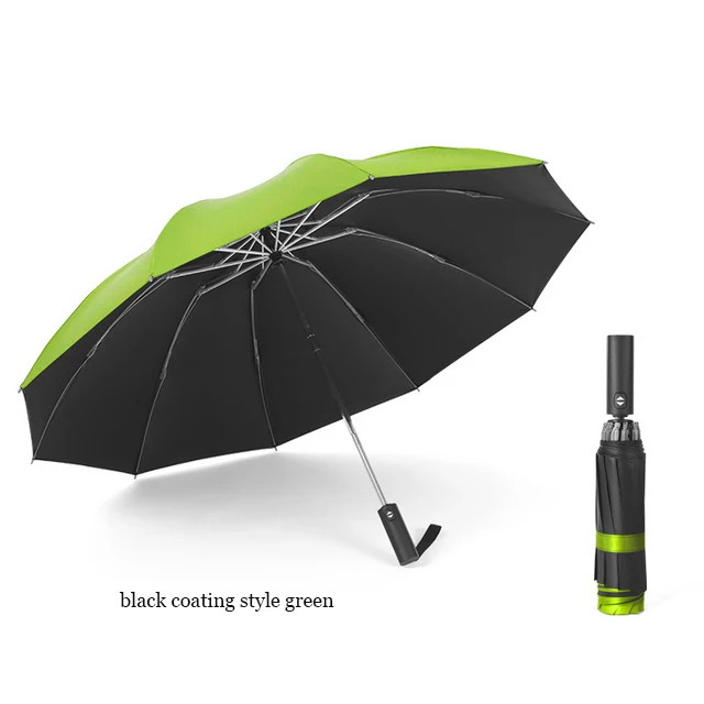 green A style 10 K ветронепроницаемый двухсторонний зонт для мужчин Авто бизнес автомобильный зонт Анти-УФ Женский складной зонт для дождя и солнца автоматический солнцезащитный мужской Paraguas - Цвет: green A style