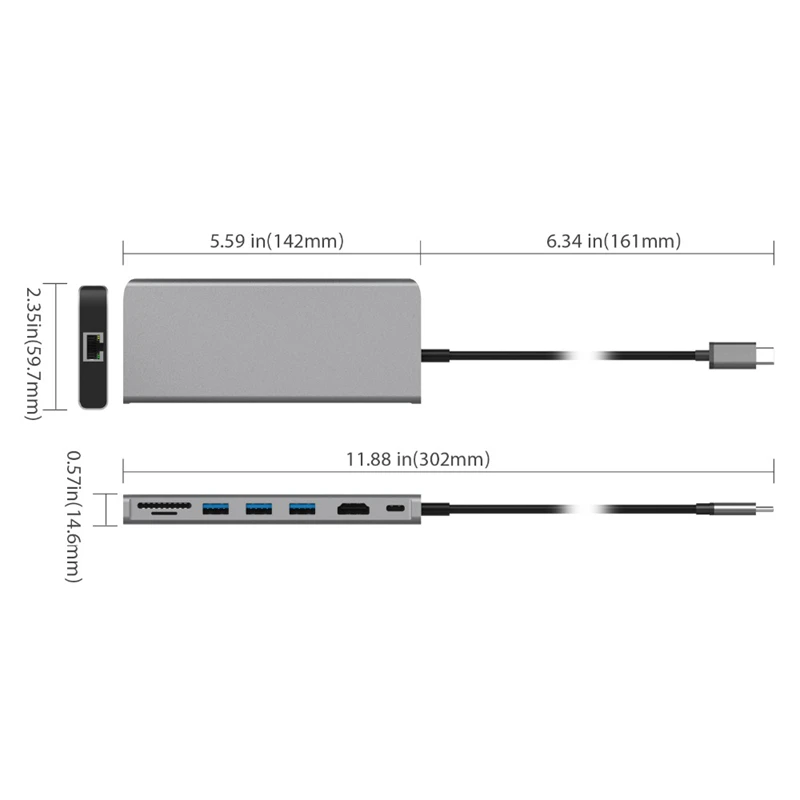 USB C 3 1 Type концентратор к HDMI 4K Gigabit Ethernet Thunderbolt адаптер для MacBook Pro Huawei Mate 20 P20 Samsung S9 S8| |