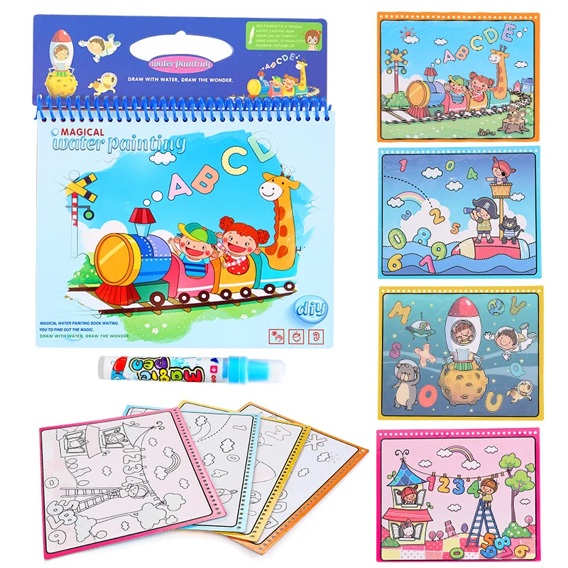 Волшебная книга для рисования Водная раскраска с ручкой детей обучающая игрушка