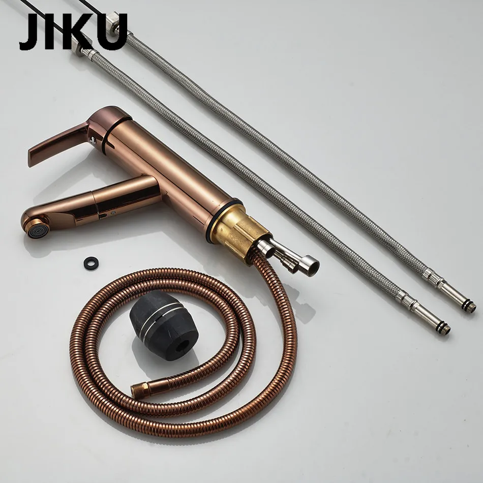 JIKU Высокая Настольная раковина кран Одной ручкой для горячей и холодной воды европейский стиль для ванной керамические золотистые Смесители Для Раковины