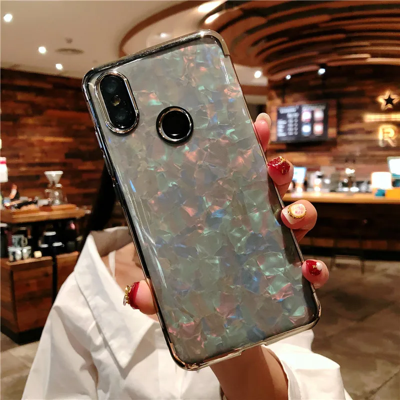 Silver Чехол с мраморным блеском для XiaoMi RedMi 6 Pro 5 Plus 6A 5A чехол, блестящий силиконовый чехол S2 Note 7 4X4 Mi 9 8 SE Lite A2 A1 TPU чехол s - Цвет: Silver