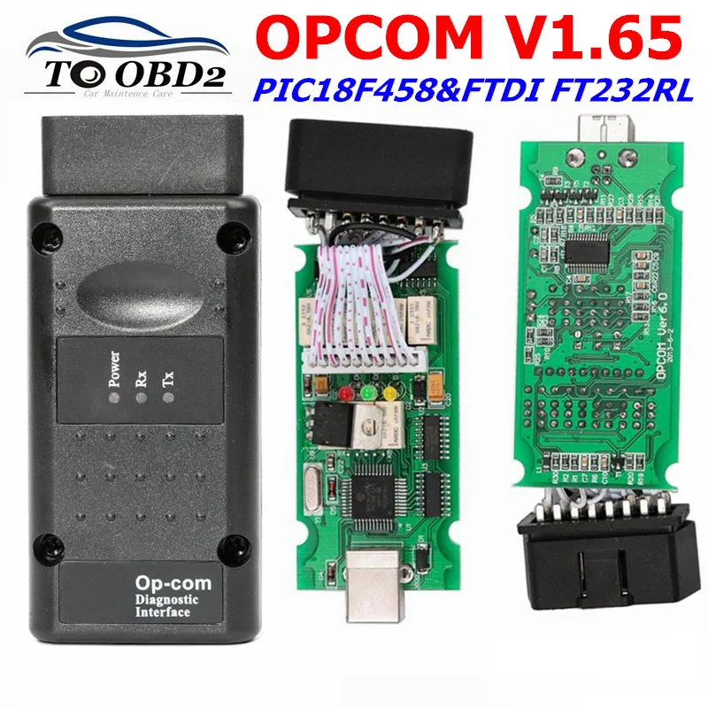 OPCOM V1.65 OBD2 CAN BUS считыватель кода для Opel OP COM obd2 Диагностический PIC18F458 FTDI FT232RL чип