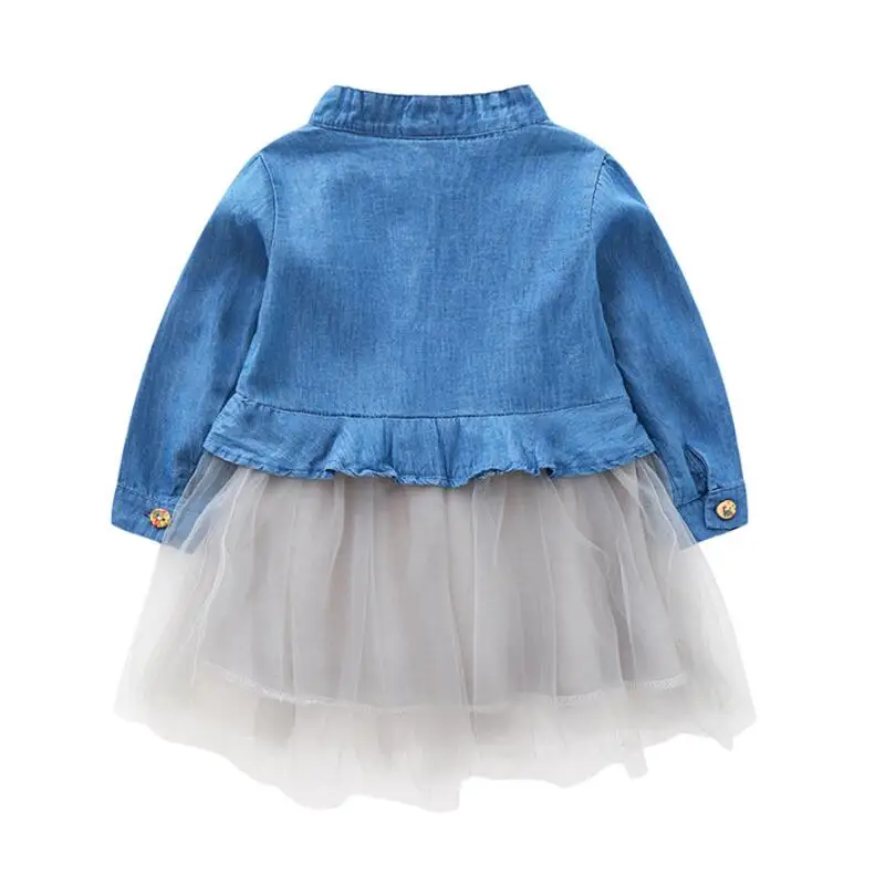 New 2018 Girl Denim dress Spring Autumn girls denim coat kids Clothes baby girl Jeans Jacket princess For 2-7T Outerwear | Детская